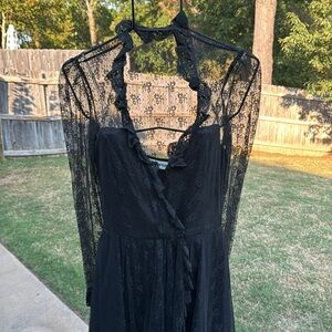 Vintage Albert Capraro Black Lace Dress 8 USA made
